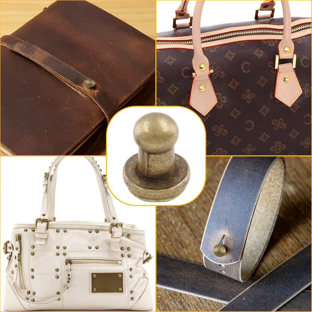 100Set 5mm Round Head Button Studs Bronze Button Stud Screw Leather Button Rivet