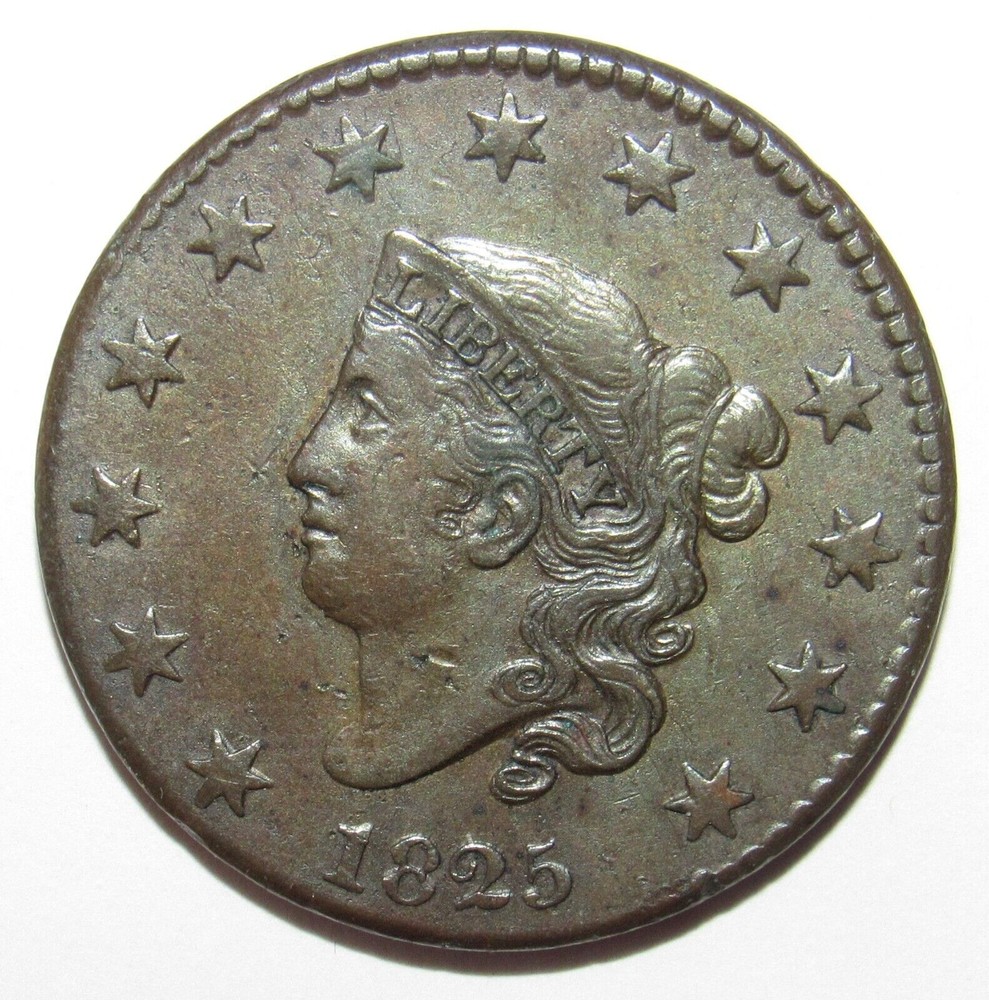 1825 Coronet Head Large Cent AU