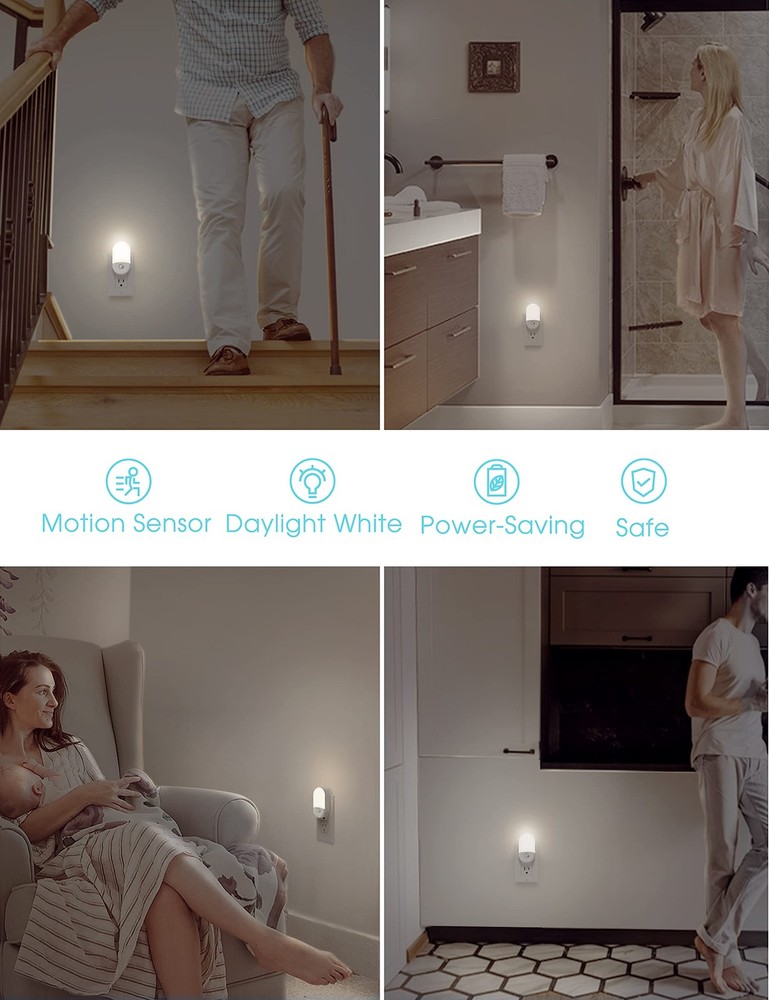 Motion Sensor Night Light, [2 Pack] Motion Activated Night Light, Daylight Wh...