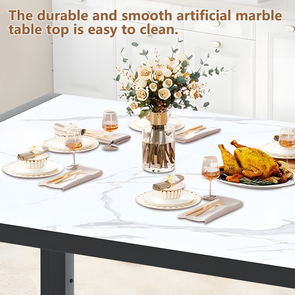 Modern 3-Piece Rectangular Dining Table 2 Upholstered Padded Dining Benches