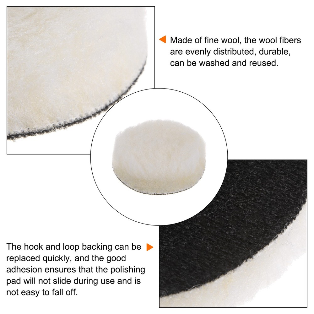 3pcs Wool Buffing Pads 3" Polishing Pad Polishing Buffing Pad Hook and Loop