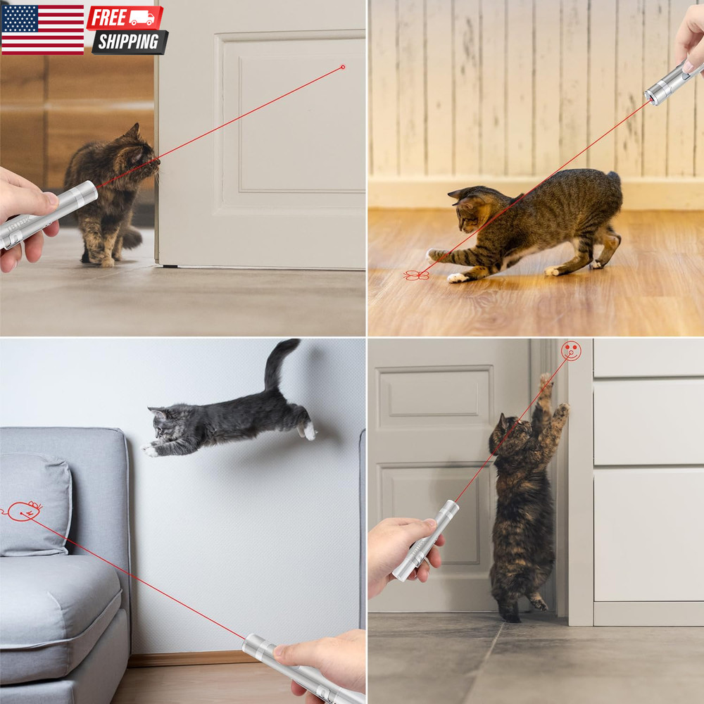 Cat Toys, Rechargeable, 3 Light Modes & 5 Adjustable Patterns, Portable Interact