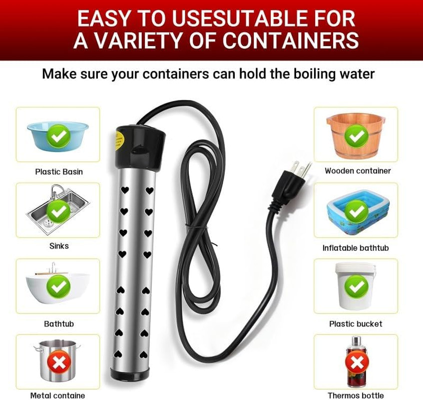 Water Heater Electric 2000W Fast Heating Portable Water Heater with 304 Digital