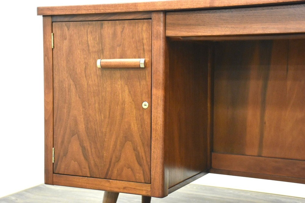 Tall Walnut Mid Century Desk