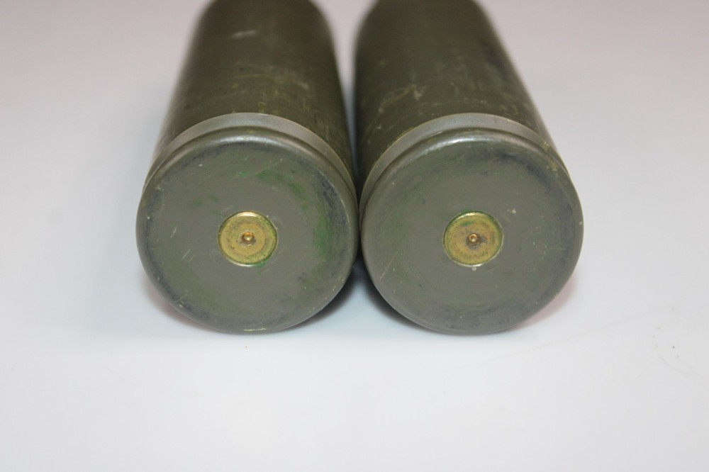 2 empty 25 mm Fired Shell Case casings PAPERWEIGHTS display