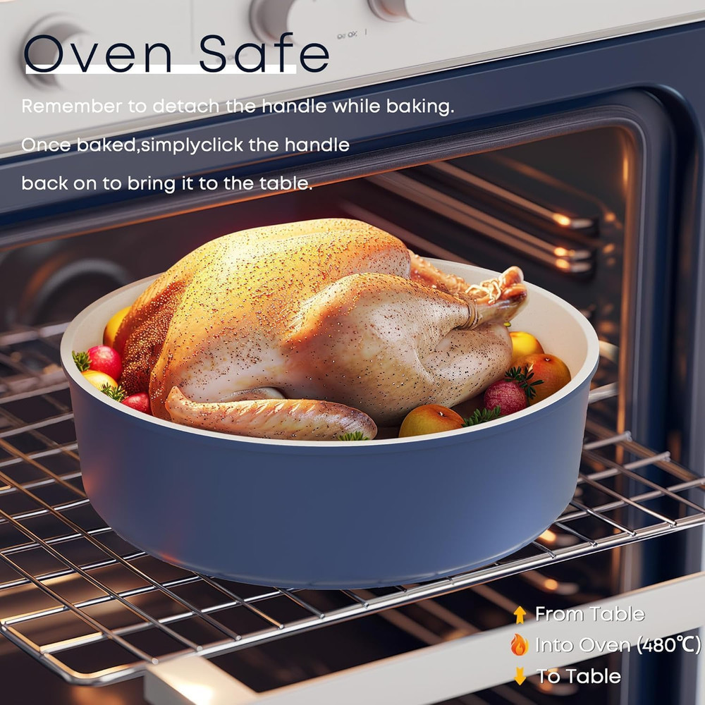 Detachable Nonstick Cookware Set - Stackable Induction Pots and Pans