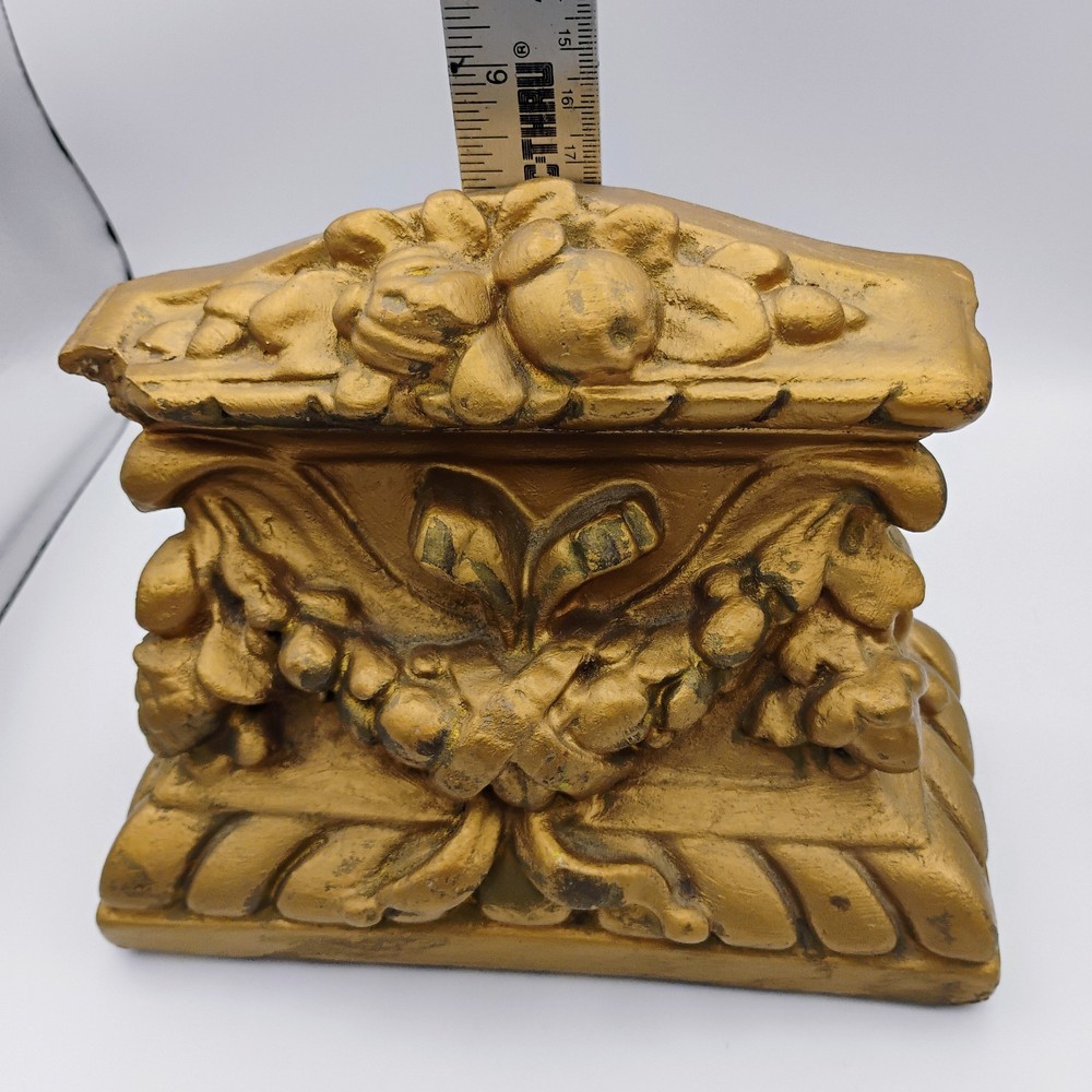 Single Vtg Gold Plaster Heavy Bookend Fruit Felt Bottom