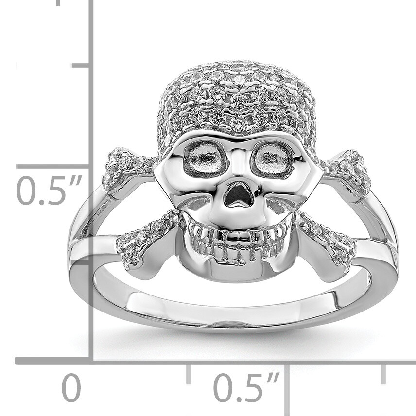Silver and CZ Skull Ring QR6197