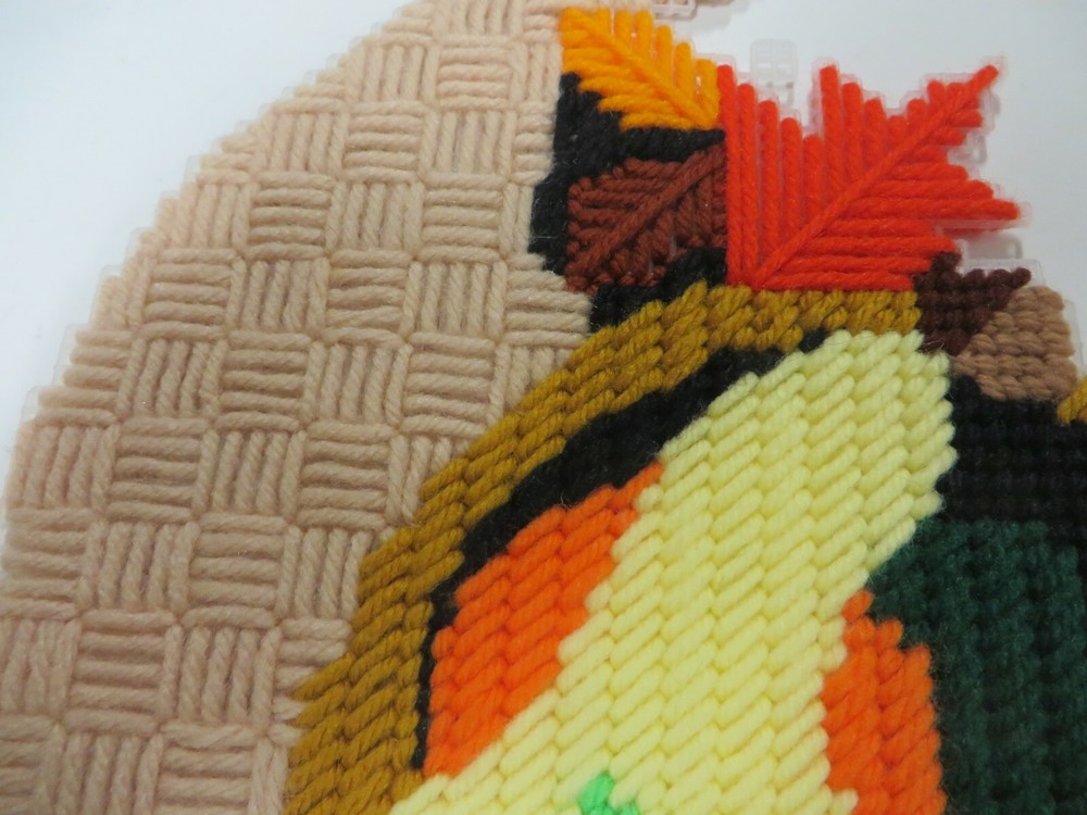 Plastic Canvas THANKSGIVING Completed Project Needlework 12" x 8" CORNUCOPIA