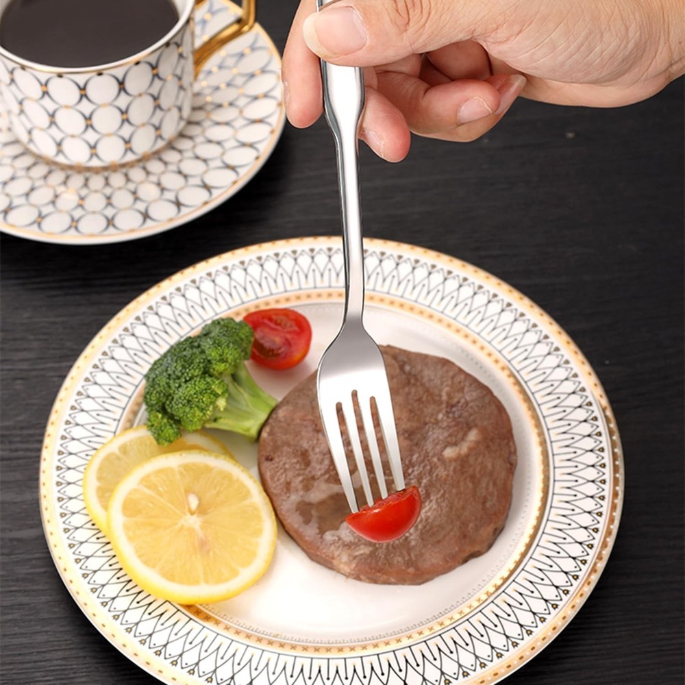 Silver Salad Fork, Mirror Polish Stainless Steel Fork Flatware Forks, New Kit...