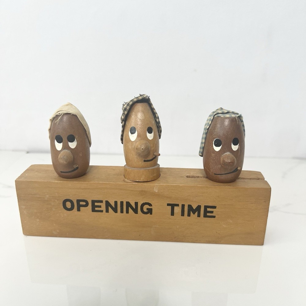 Vintage 1950s Wooden Kitsch Opening Time Bar Set