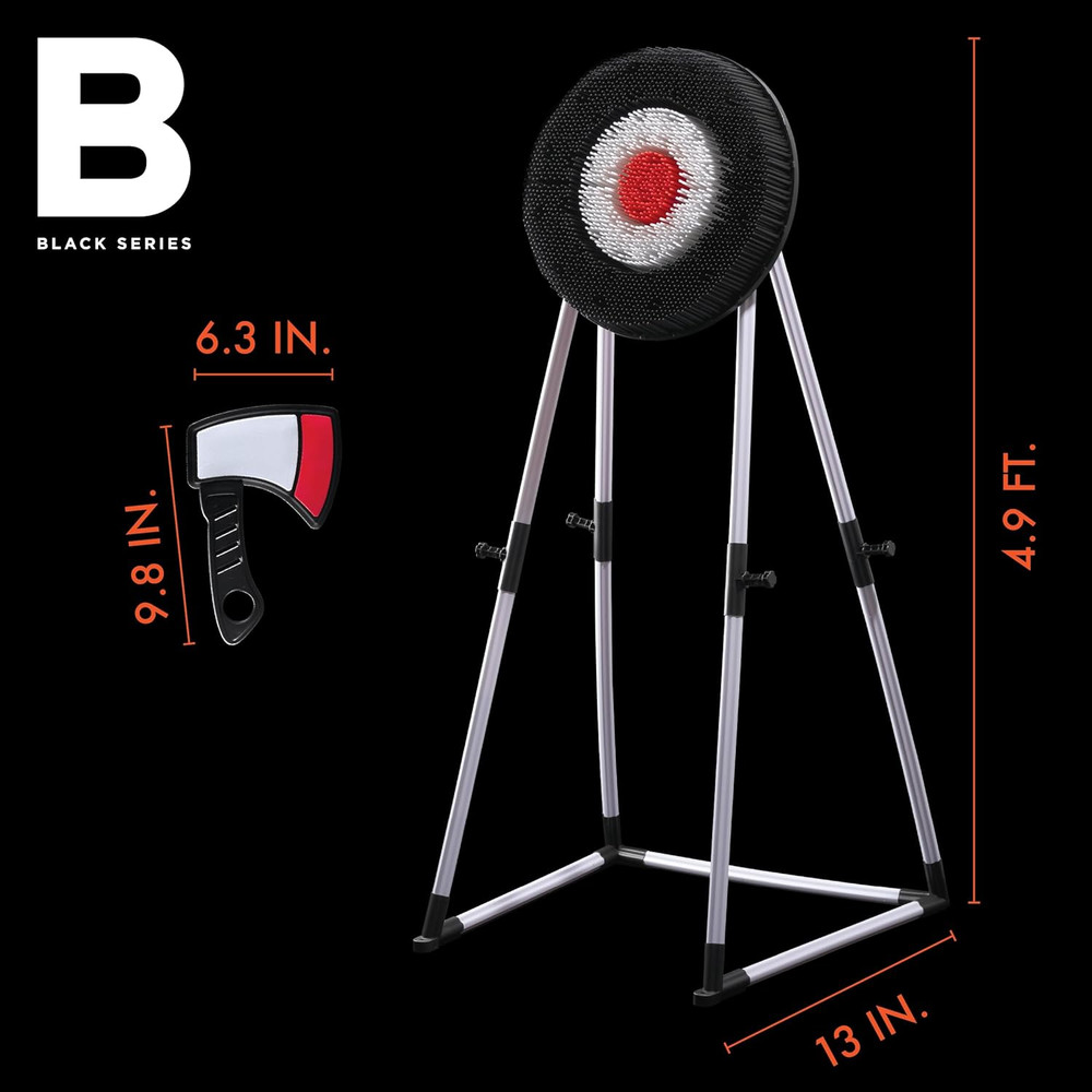 Axe Throwing Target Set, Includes 3 Axes & Bristle Target, Lightweight Plastic A