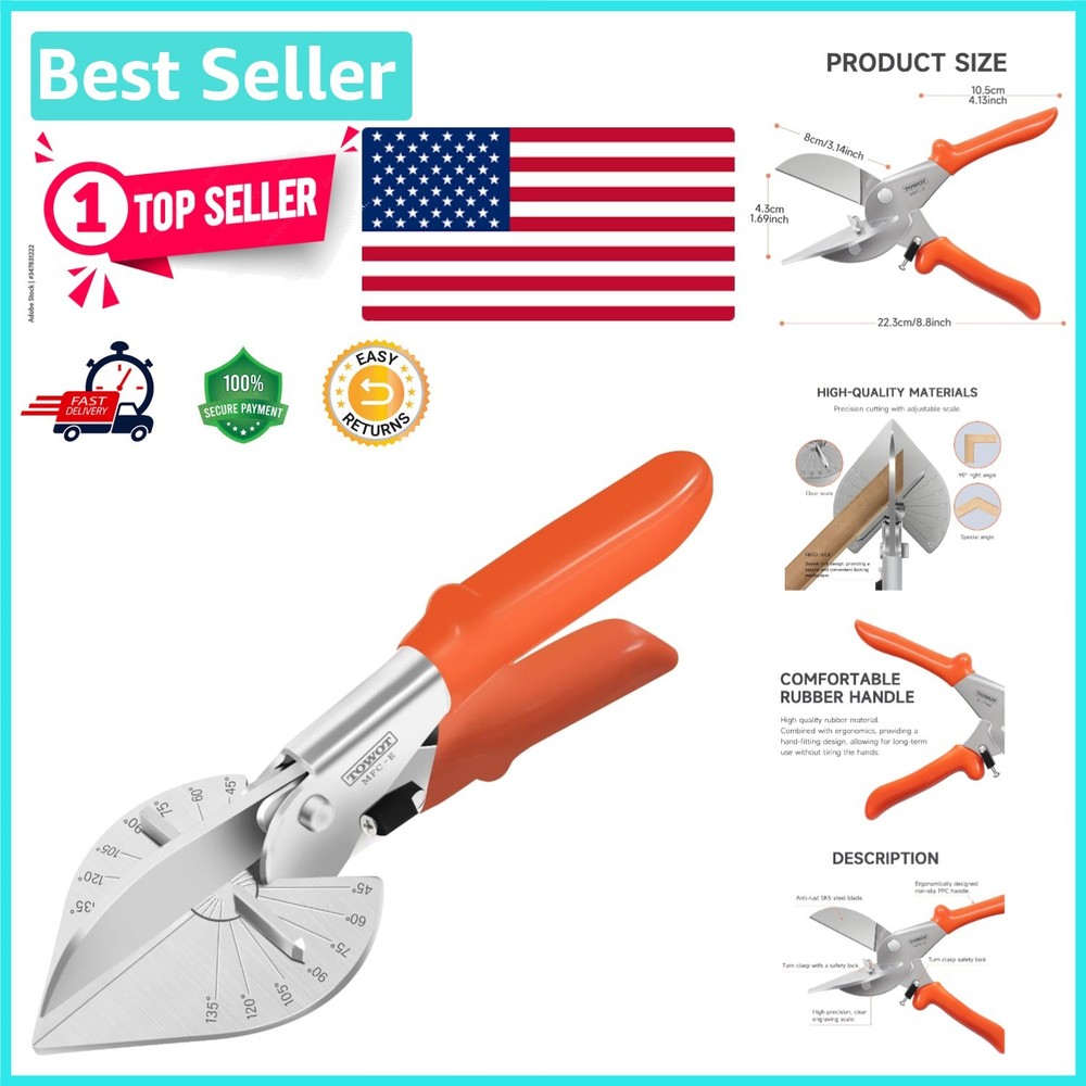 Durable  Stainless Steel Miter Shear Cutter with Adjustable Angle & Lock
