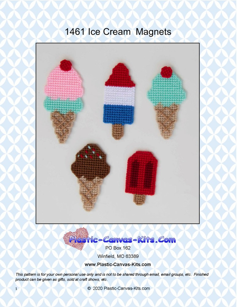 Ice Cream Magnets- Plastic Canvas Pattern or Kit