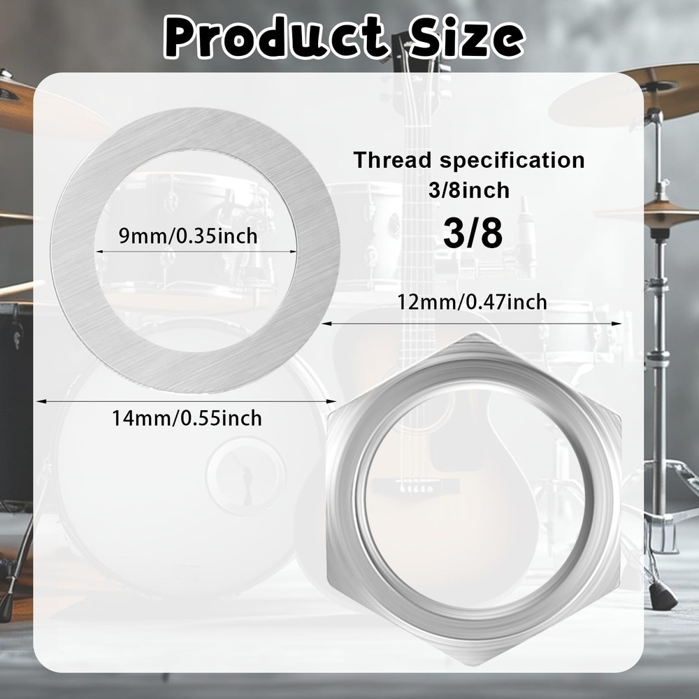 10 Pcs Guitar Input Output Jack Socket Nut and Washer, US Thread 3/8" Guitar ...