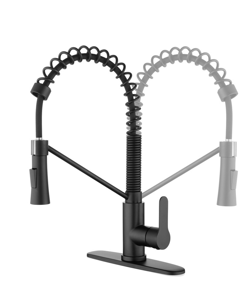 Matte Black Kitchen Faucet with Soap Dispenser Single Handle Kitchen Sink