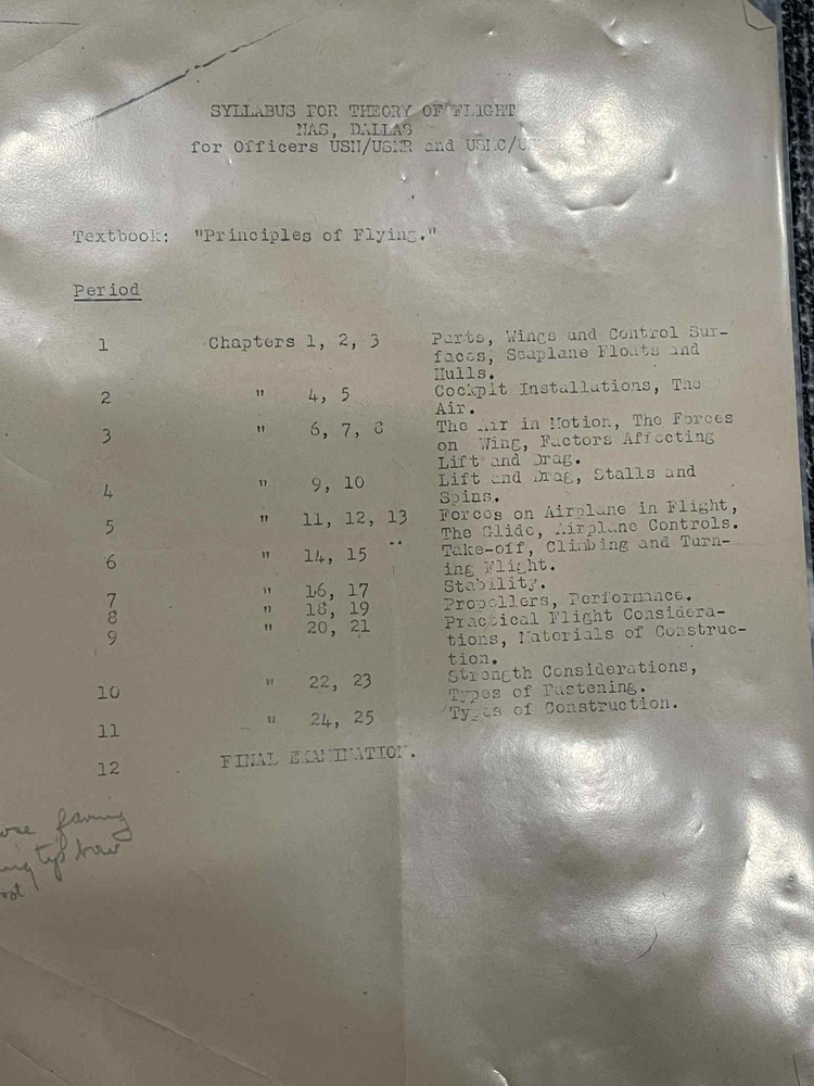 WW2 WWII US Navy USN 1944 Naval Pilot Grouping Documents & Learning Materials