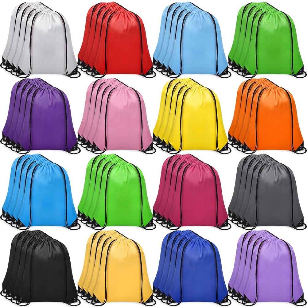 Grneric 64 PCS Drawstring Bags Bulk 16.5'' x 13.3'', Multicolor