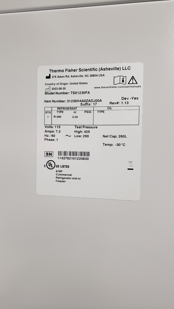 Thermo TSX1230FA High Performance -30 Lab Freezer