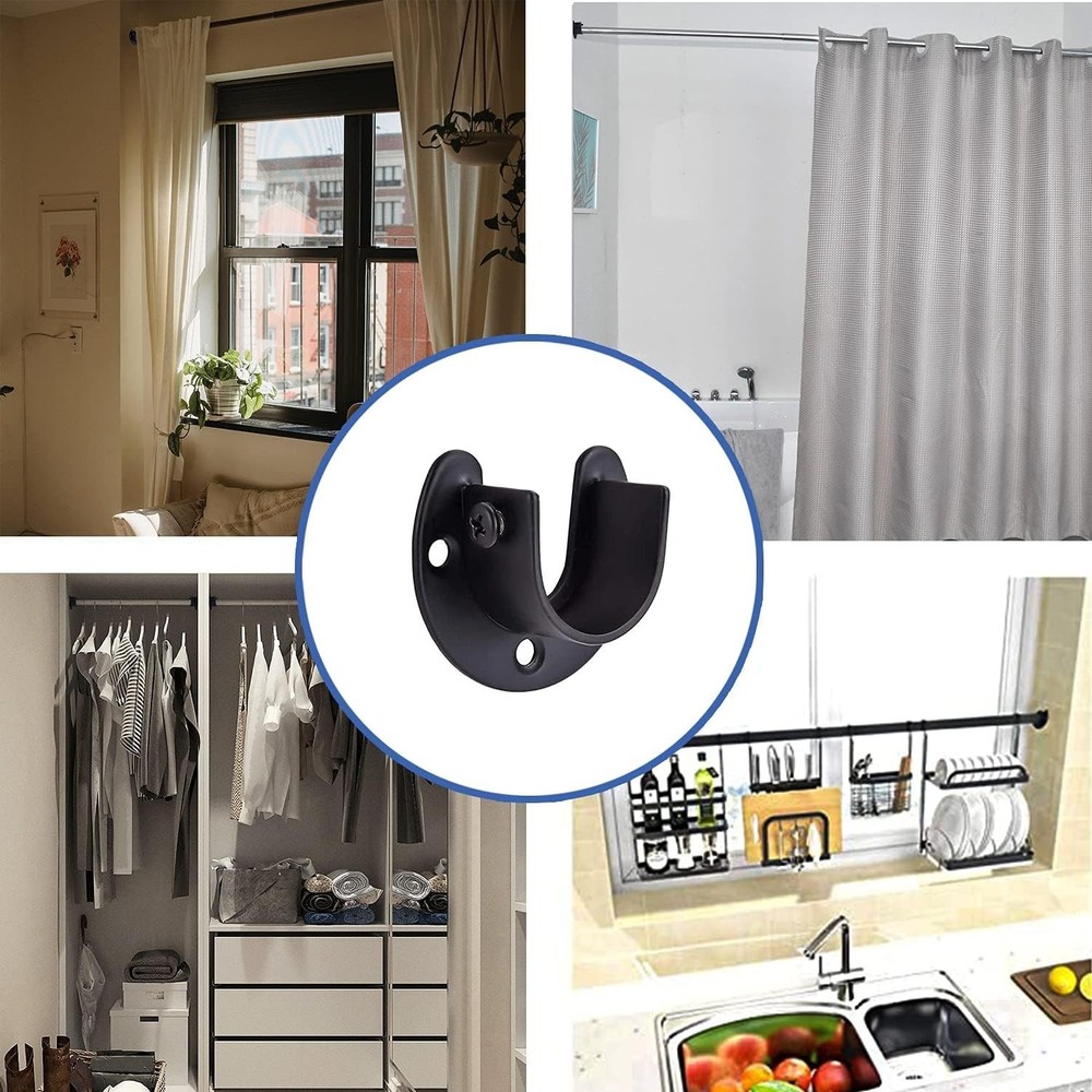 Versatile Stainless Steel Rod Bracket Set - Includes Screws for Easy Setup