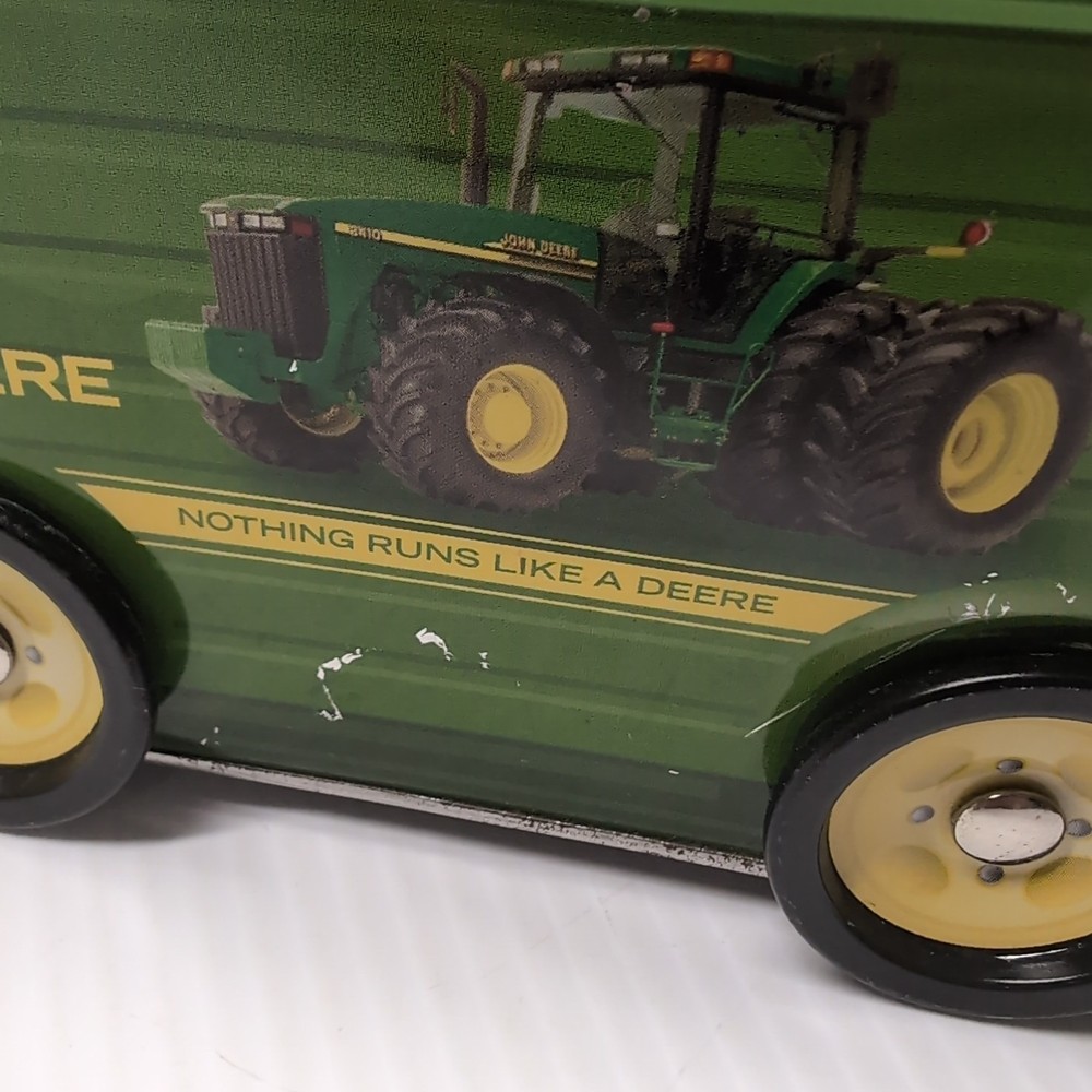 John Deere Tin Box Truck Tractor Trailer Shaped Container