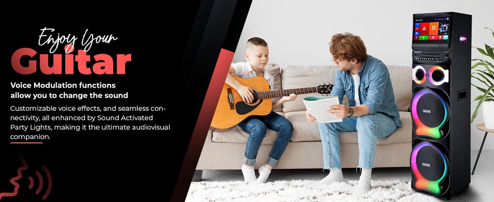 Professional Karaoke Machine BT Speaker w/ Lyrics Display Screen & Wireless Mic