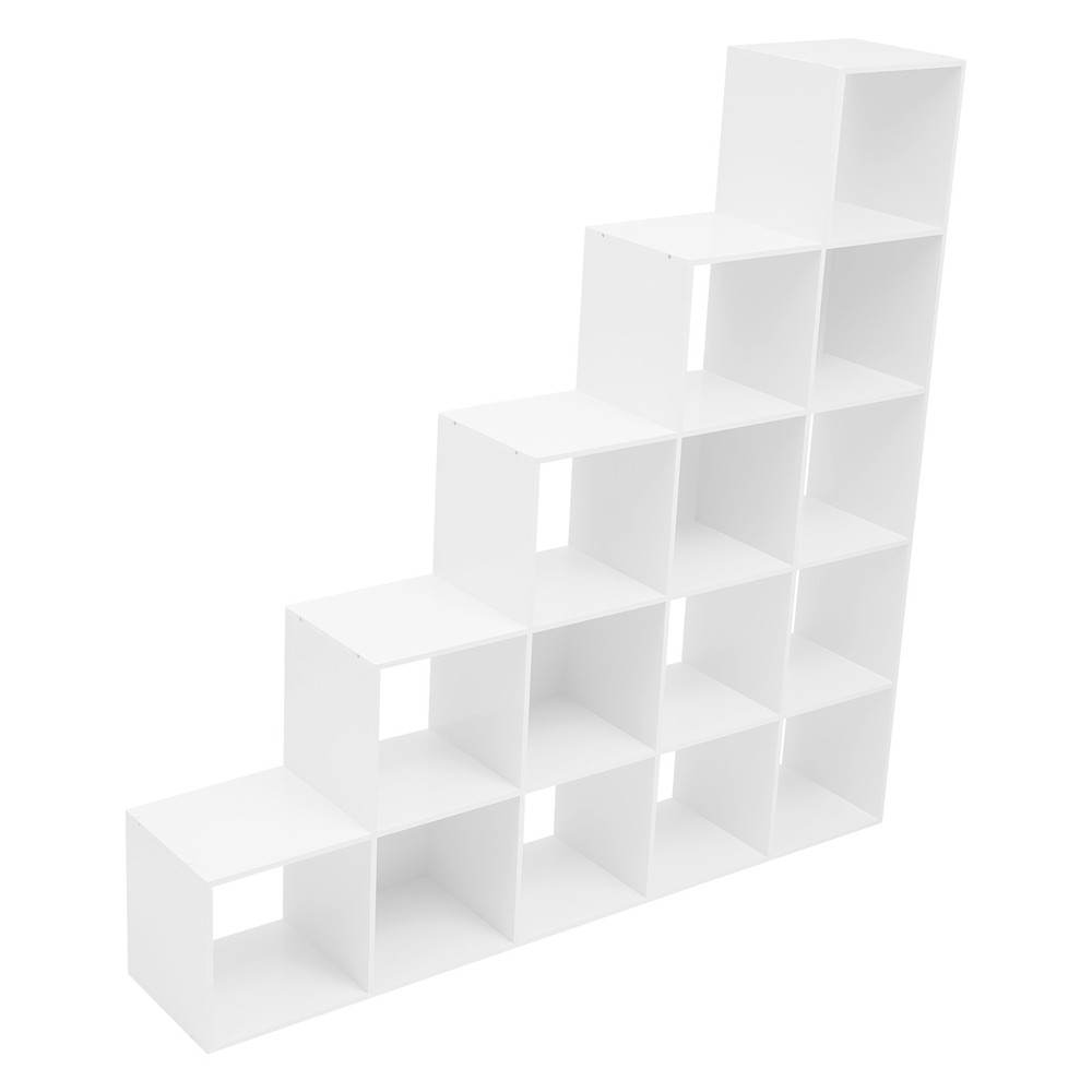 Ladder Cube Storage Bookcase L-shaped Corner Shelf 15-cube Organizer For Home