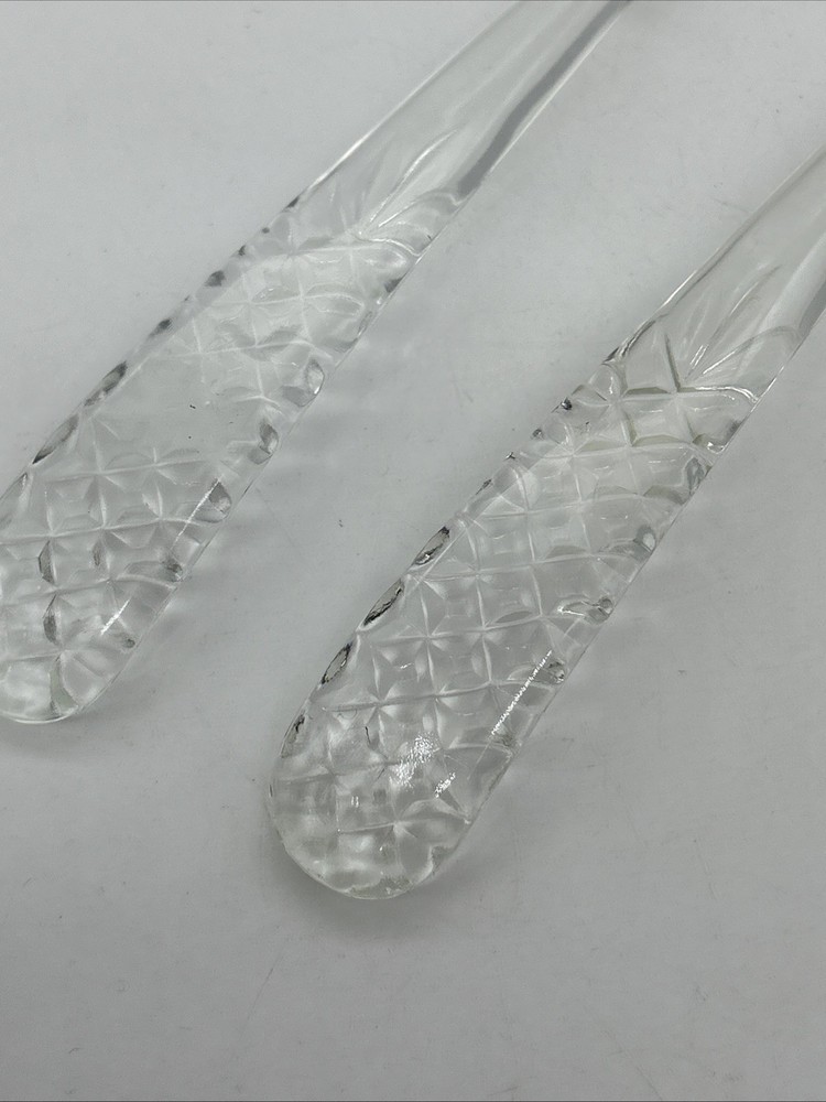Vintage Pressed Glass Salad Servers Fork Spoon MCM