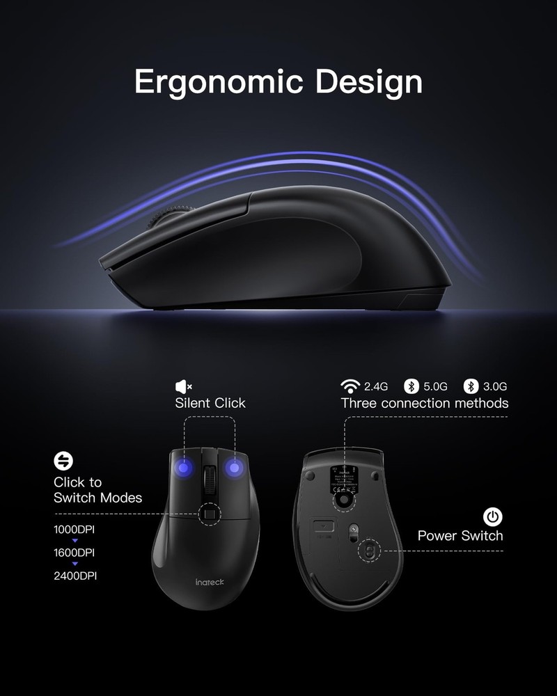 Inateck Wireless Keyboard and Mouse Combo, Full-Size Keyboard with Wrist Rest...