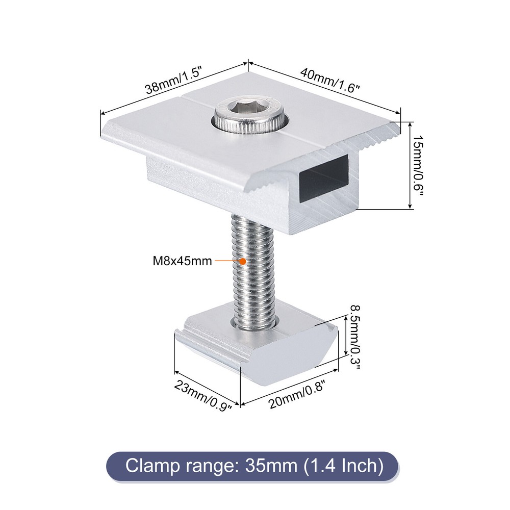 24Pcs Solar Panel Middle Clamp 35mm Aluminium Solar Panel Mount Mid Clip US
