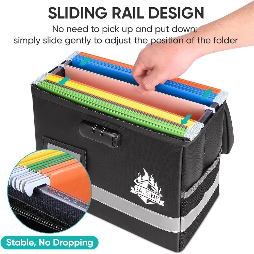 Portable Fireproof Document Bag with Combination Lock - Large 14 Compartment