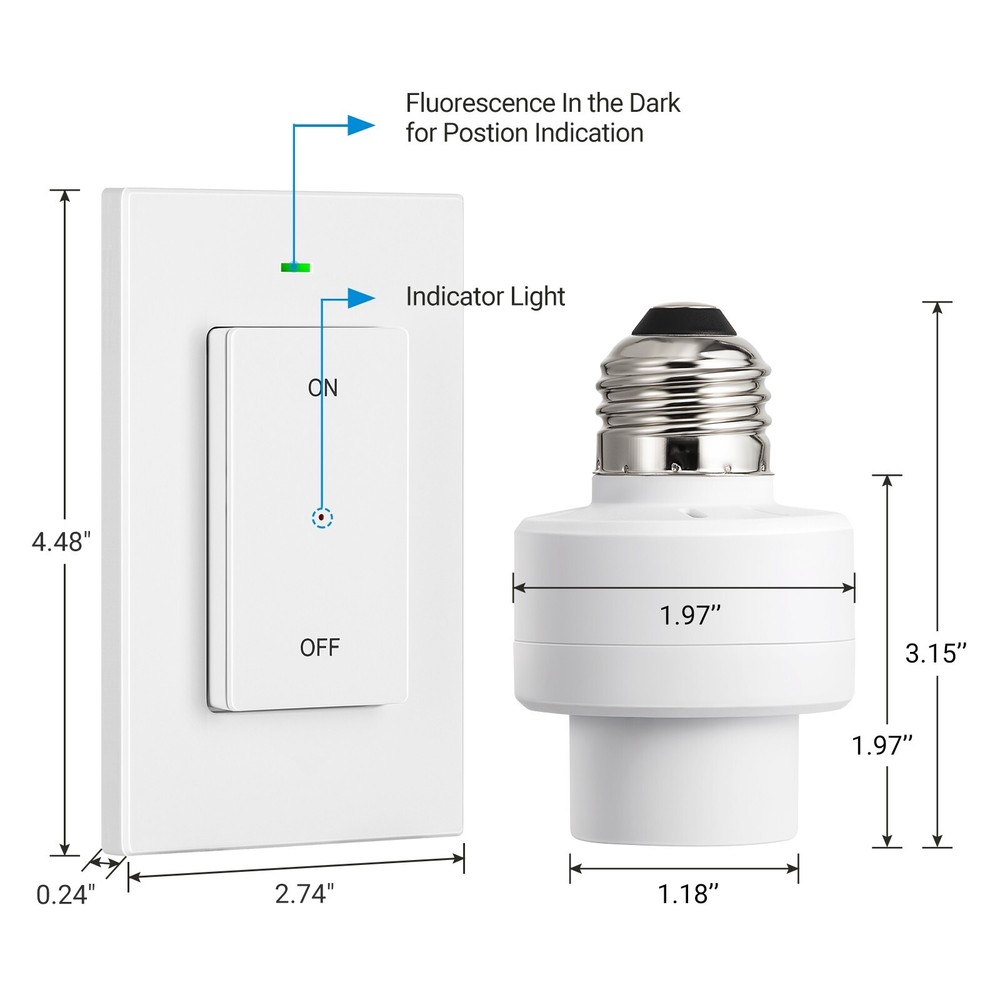 DEWENWILS Remote Control Light Bulb Socket E26 E27 Base, Wireless Light Switch