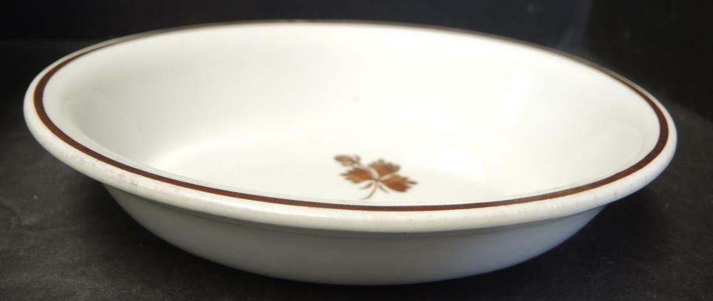 Five Copper Luster 8 3/4" Plates & Oval Vegetable Bowl
