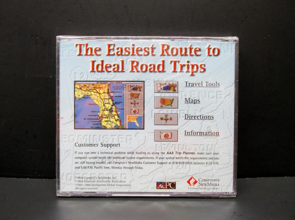 AAA Trip Planner, Version 1.01, PC, CD-ROM, MS-DOS, Compton's '94, NISW, No Box