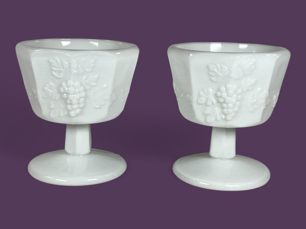 Pair vtg. Westmoreland low footed grape panel sherbets