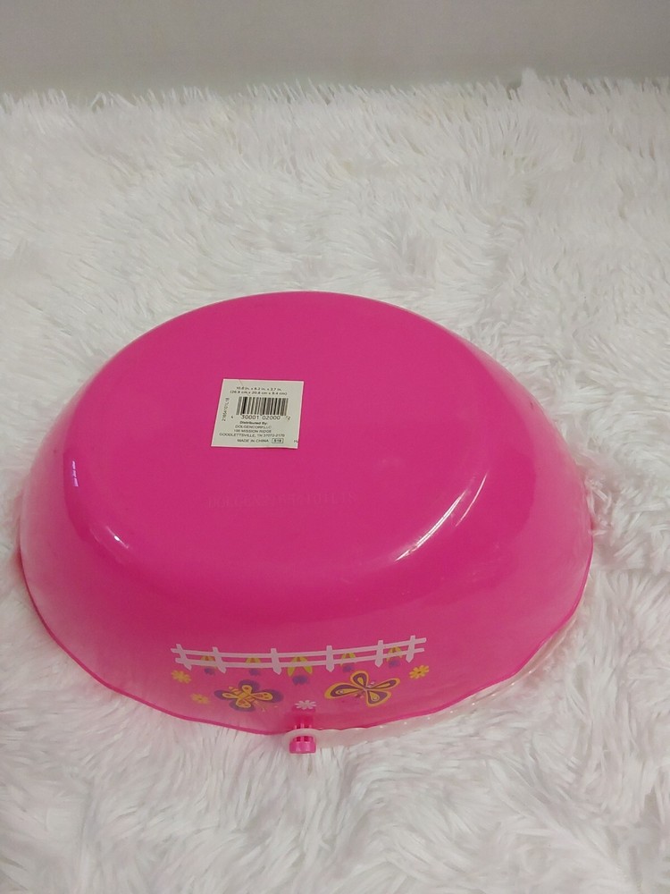 Pink Plastic Oval Shape Easter Basket W/Handle & Spritz Green Easter Grass BNWT!