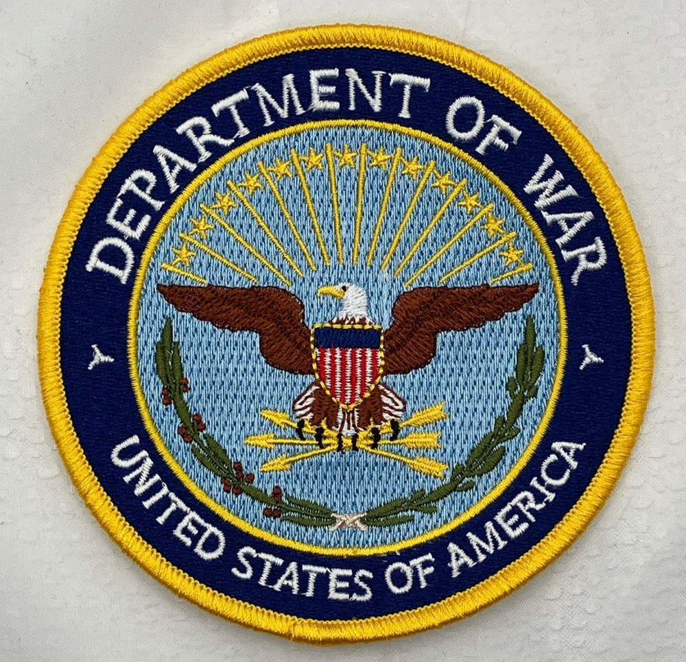3.5" Patch, DEPARTMENT OF WAR with Hook & Loop back- DOD authorized