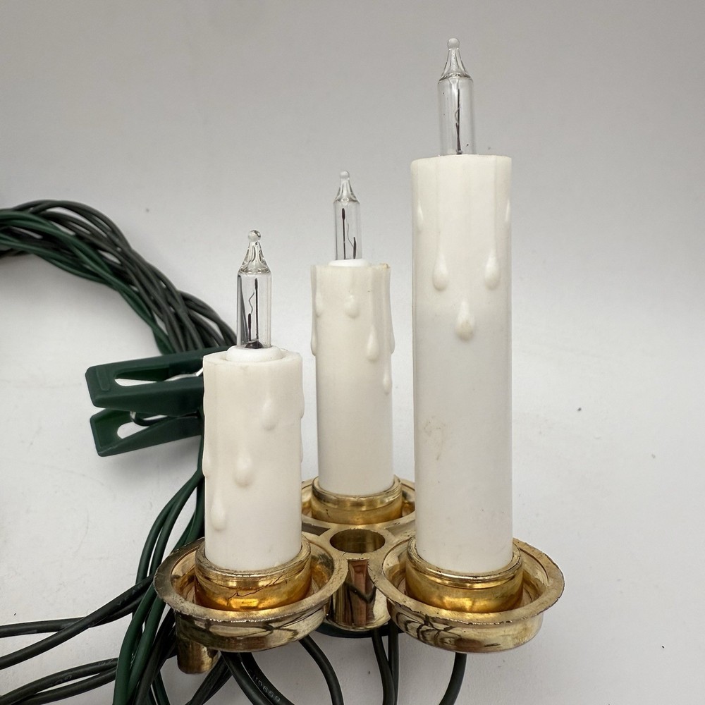 Vtg Foremost Christmas 21 Candle Clear White Light String Set Clip On Tree