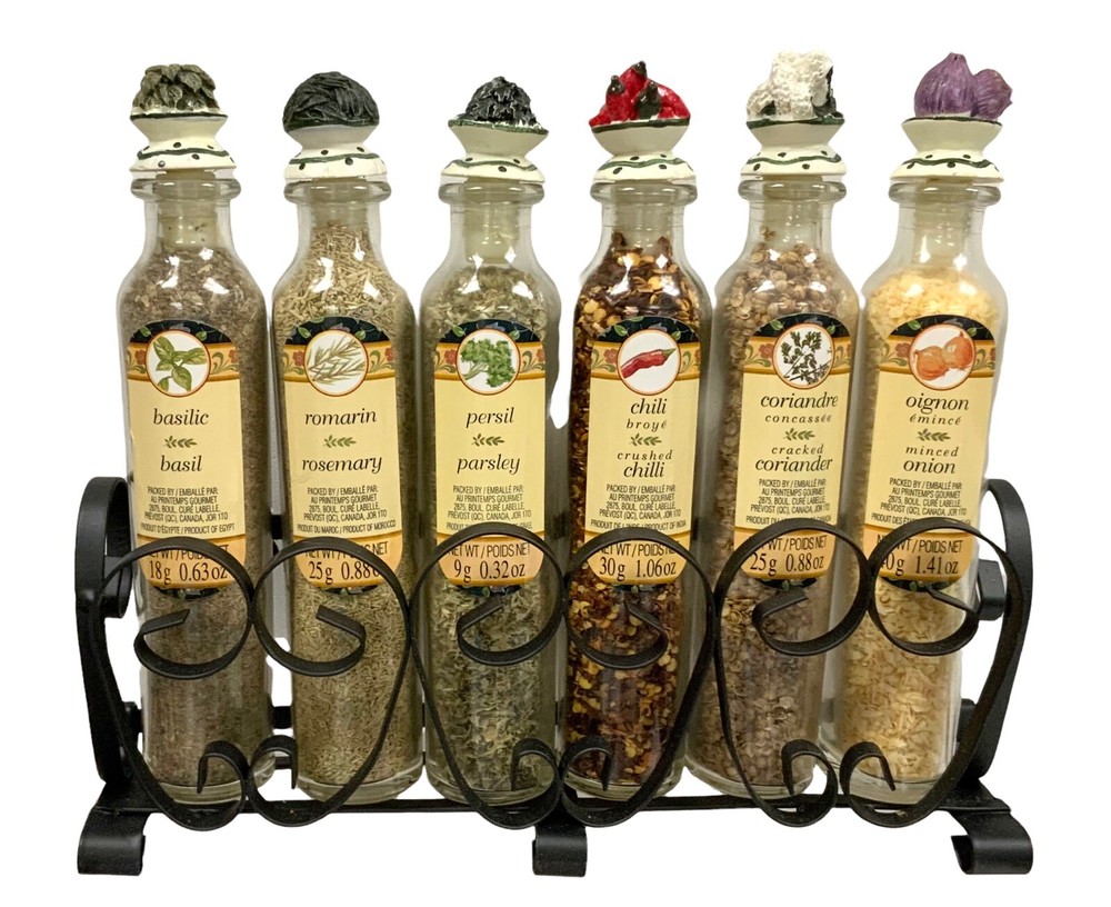Wrought Iron Spice Rack 7 Piece Set With Spice New