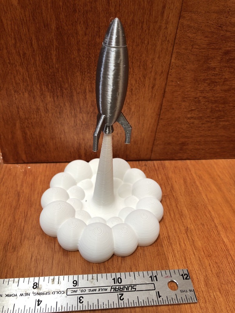 3D Printed Silver Or Gold PLA Plastic Rocket. Space, Graduation, Office gift