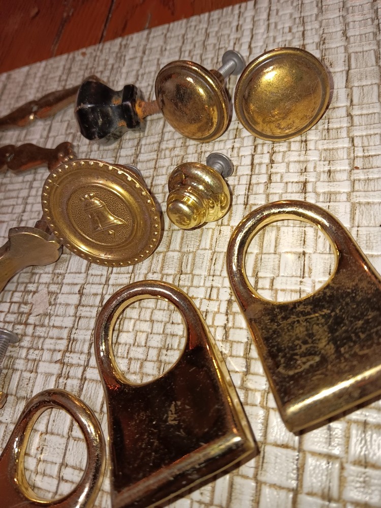 vintage mixed handles pull handle hardware drawer retro pulls lot parts