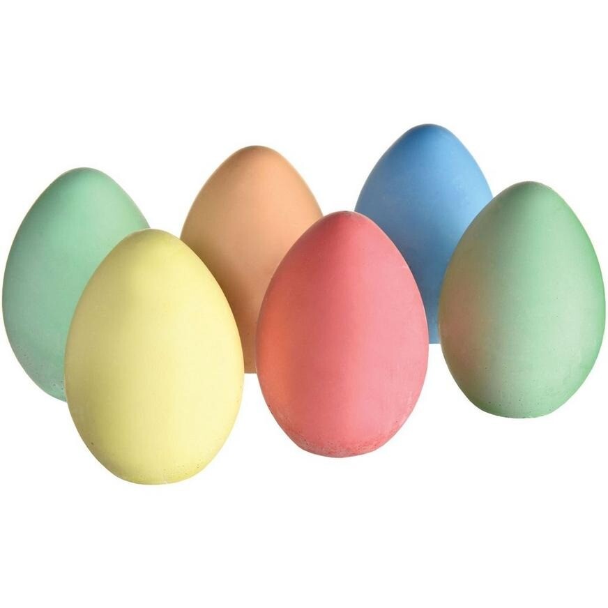 Easter Egg Shaped Sidewalk Chalk 6 Pack Multi Colored for Kids Washable Non