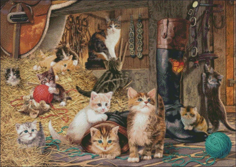 Chart Needlework Crafts DIY - Counted Cross Stitch Patterns - Kittens