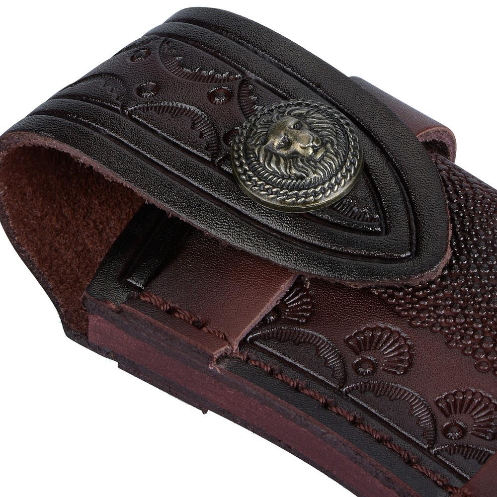 4'' Folding Knife Case Sheath Leather Storage Pouch With Snap Closure Belt Loop