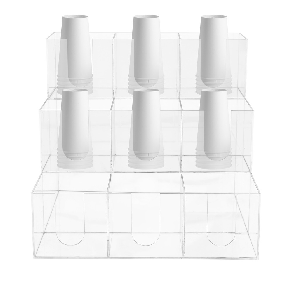 Acylic 9 Compartments Coffee Cup Holder Counter Top Disposable Cups Organizer