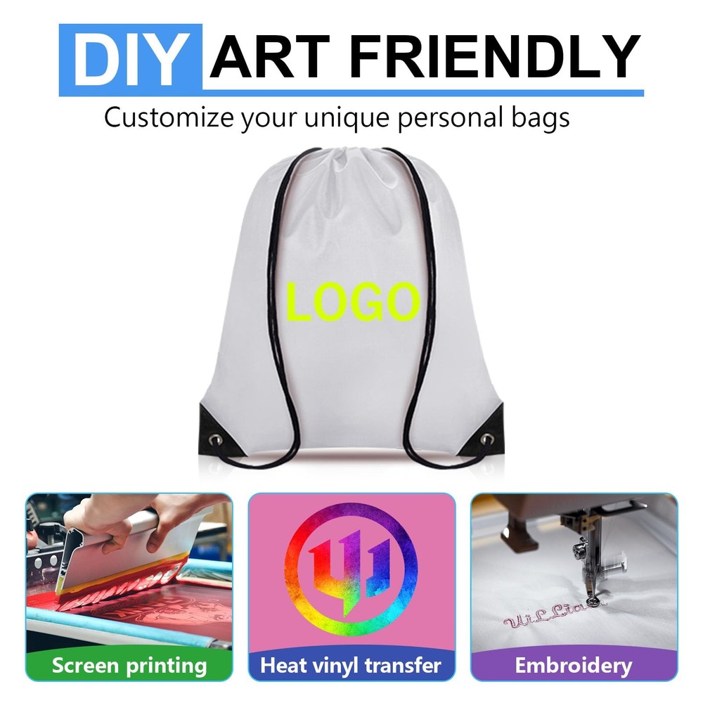 Grneric Drawstring Backpack Bulk 6 PCS, 16.5" x 13.3", Multicolor