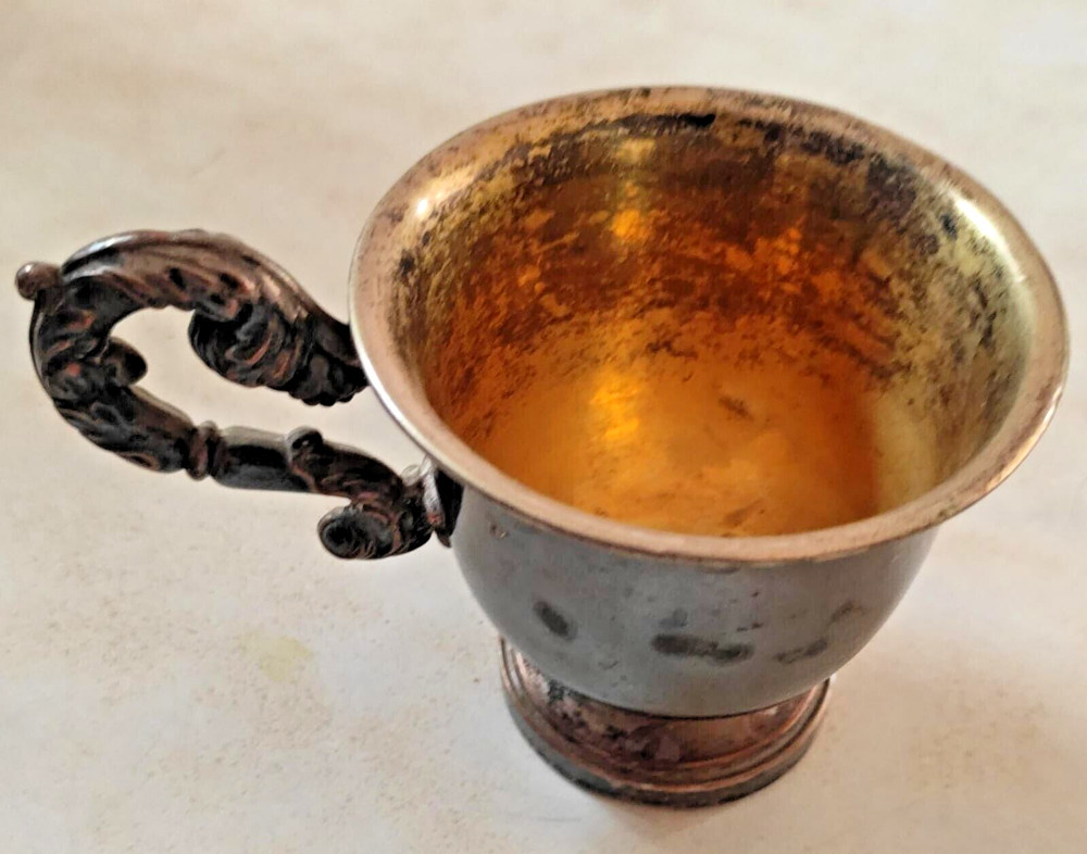 Old Cup brass with outside silver & inside gold polish, marked