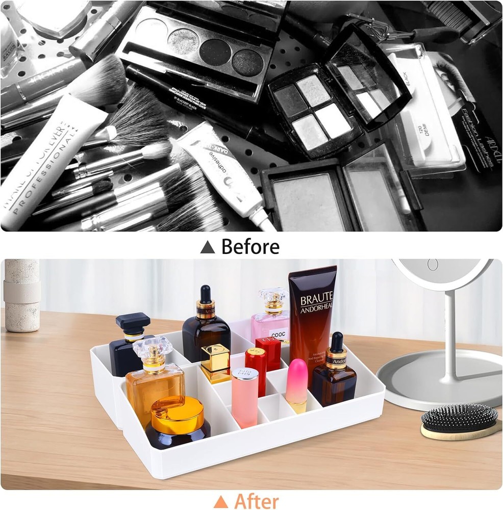 Vanity Makeup Organizer, Countertop Organizer with Makeup Brush Holder