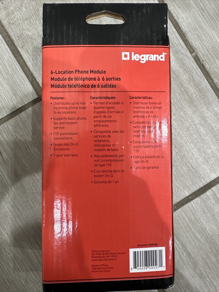 ⚡️Legrand 1267062-01-V1 6-Location Basic Phone Telcom Module 1-6