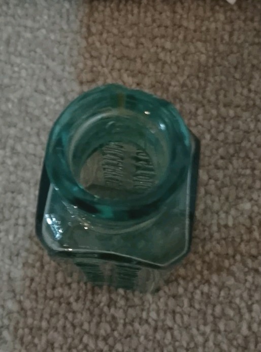 Antique Aqua Glass Bottle Embossed "Eiffel Tower Lemonade"